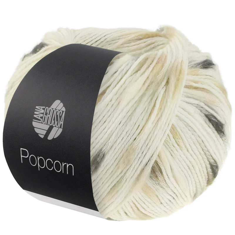 Lana Grossa Popcorn 09 Bianco/beige/cammello/grigio/antracite