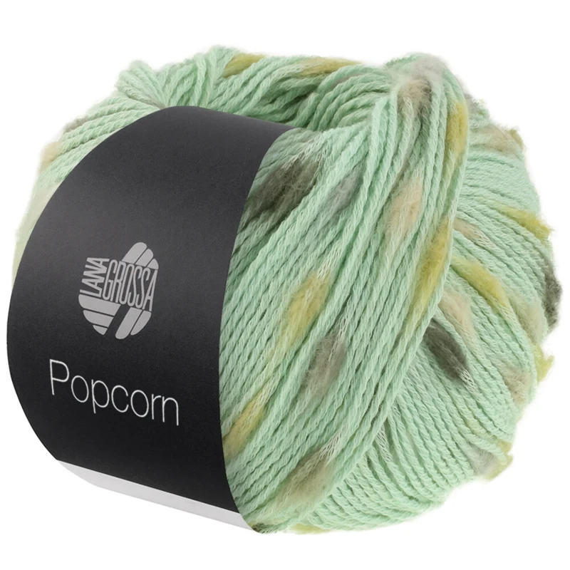 Lana Grossa Popcorn 16 Verde bianco/bianco sporco/giallo tenue/oliva/grigio scuro