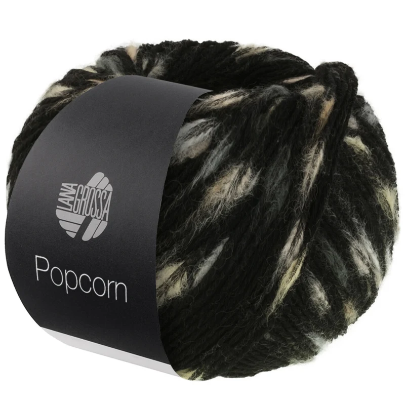Lana Grossa Popcorn 08 Nero/bianco sporco/beige