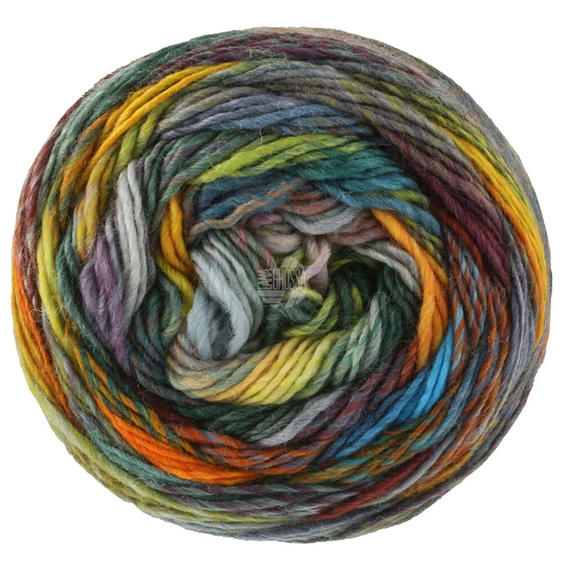 Lana Grossa Colorissimo 223 Bordeaux/Grigio/Giallo/Arancione/Oliva/Verde scuro/Verde chiaro/Rosso vino/Blu petrolio/Blu jeans