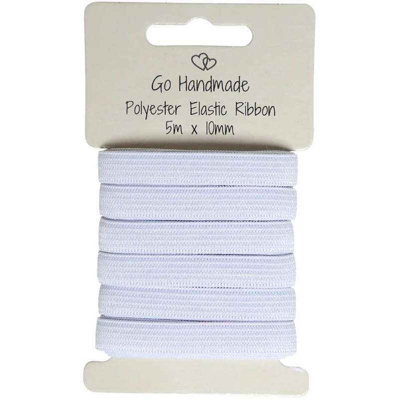 Nastro Elastico Go Handmade: 5 m x 10 mm, Bianco