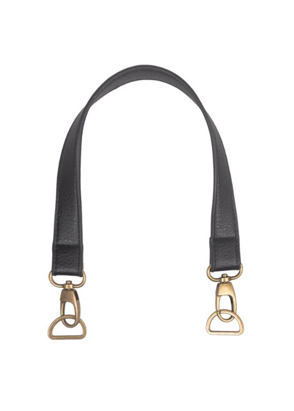 Go Handmade Manico per Borsa con Moschettone e Anello a D Nero/Bronzo
