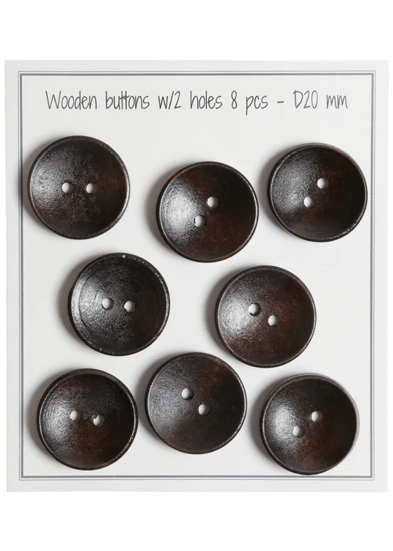 Go Handmade Bottoni Profondi in Legno, Scuri (8 pz) 20 mm