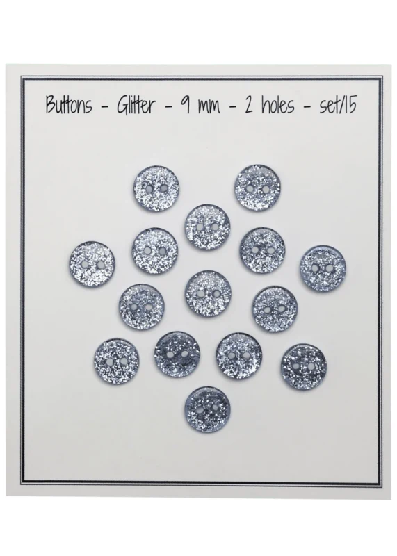 Go Handmade Bottoni Glitterati 9 mm Blu