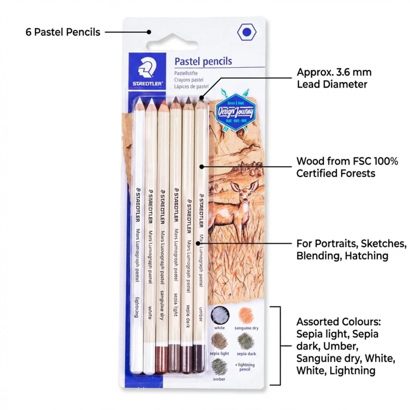 STAEDTLER matite pastello lumograph mars, 6 pezzi – P-SBK6