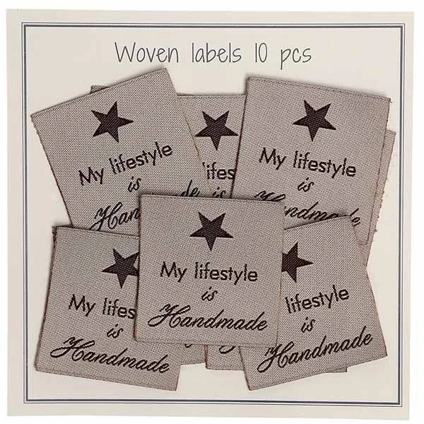 Go Handmade Vævet Label, My lifestyle is Handmade, 33 x 30 mm, 10 stk Beige