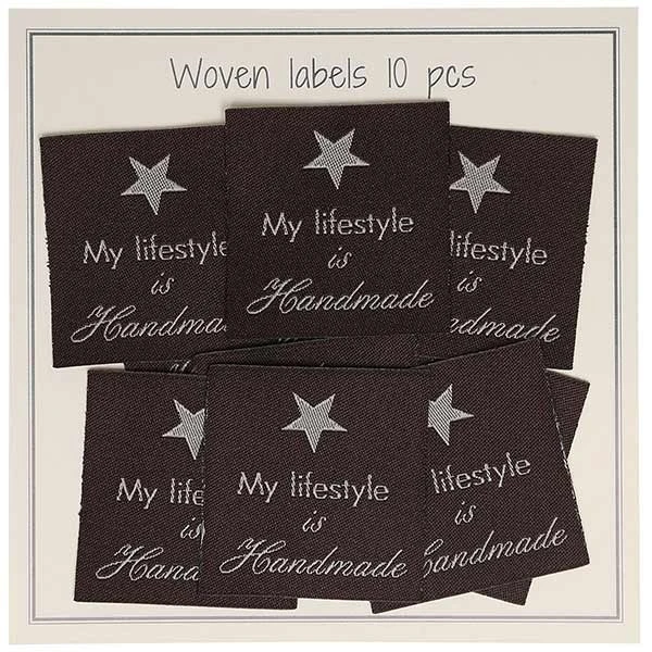 Go Handmade Vævet Label, My lifestyle is Handmade, 33 x 30 mm, 10 stk Brun