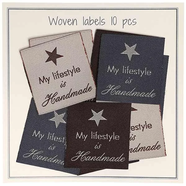 Go Handmade Vævet Label, My lifestyle is Handmade, 33 x 30 mm, 10 stk Mix