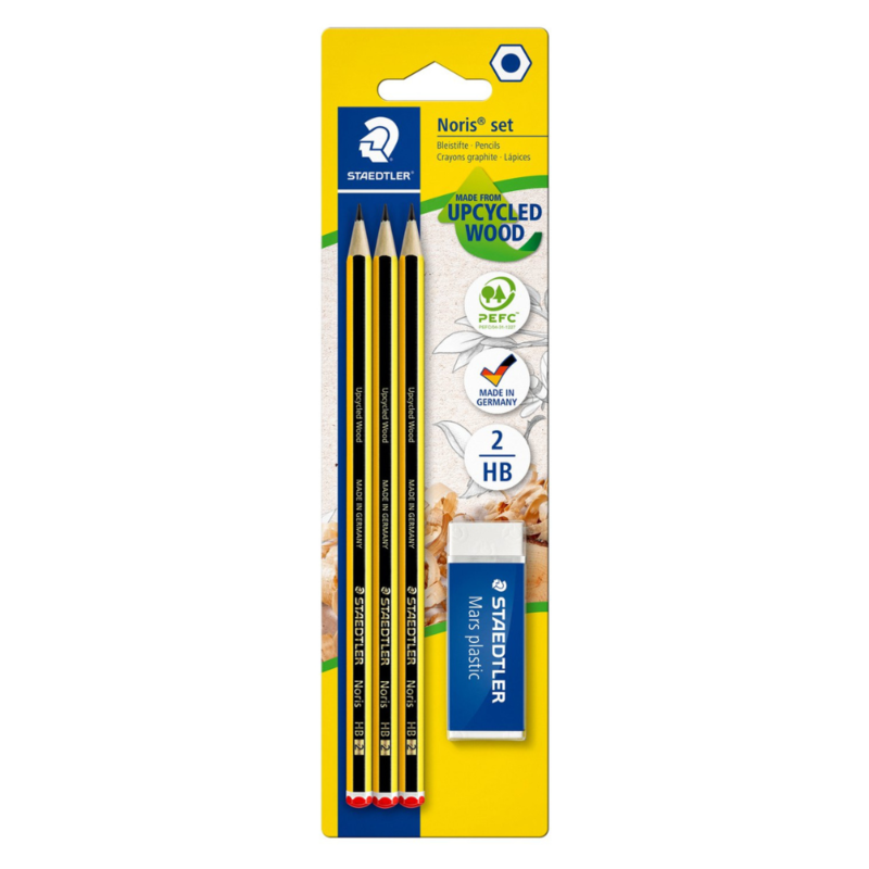 STAEDTLER Noris Matite e gomme, 3 + 1 pz