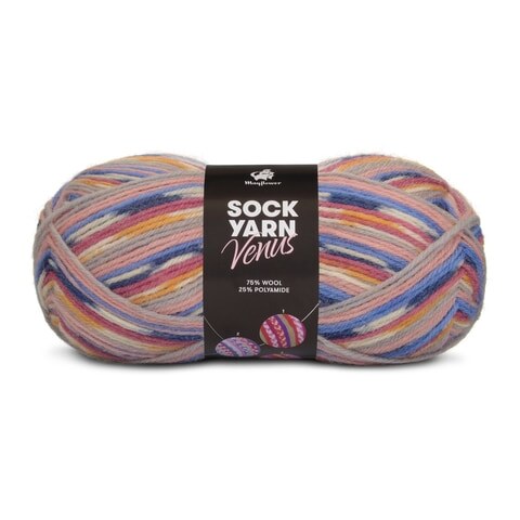 Mayflower Sock Yarn Universe Venus 06 Grigio/Rosa cipria/Fior di mais/Curry/Blu navy