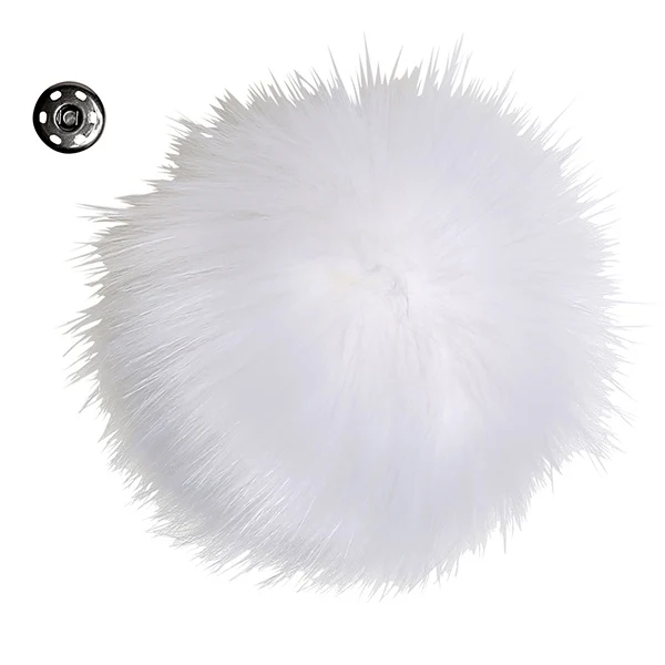 Go Handmade Pompon m. trykknap, 11 cm 17252 Hvid