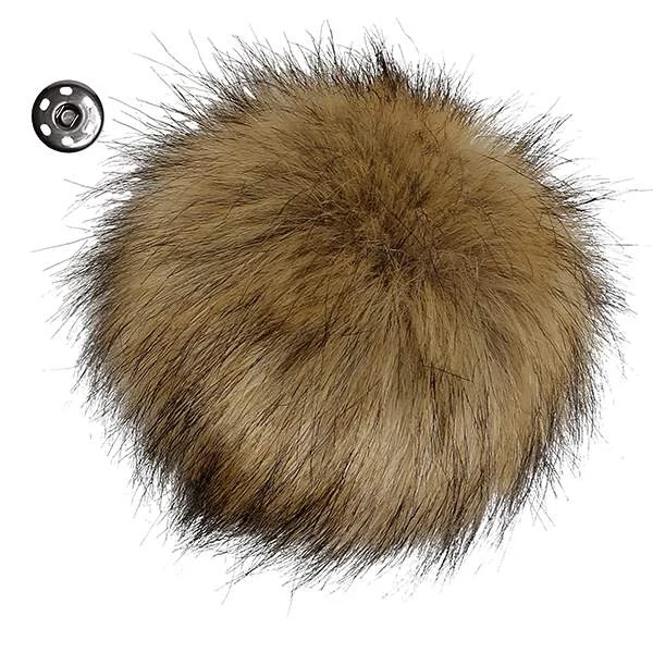 Go Handmade Pompon m. trykknap, 11 cm 17253 Naturlig