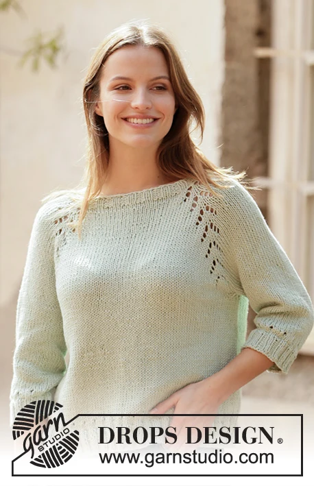 210-19 Mint Tea Sweater by DROPS Design