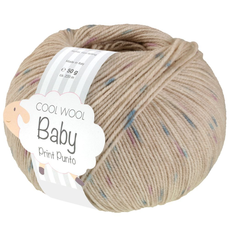 Lana Grossa Cool Wool Baby 371 Beige chiaro/Turchese/Lilla