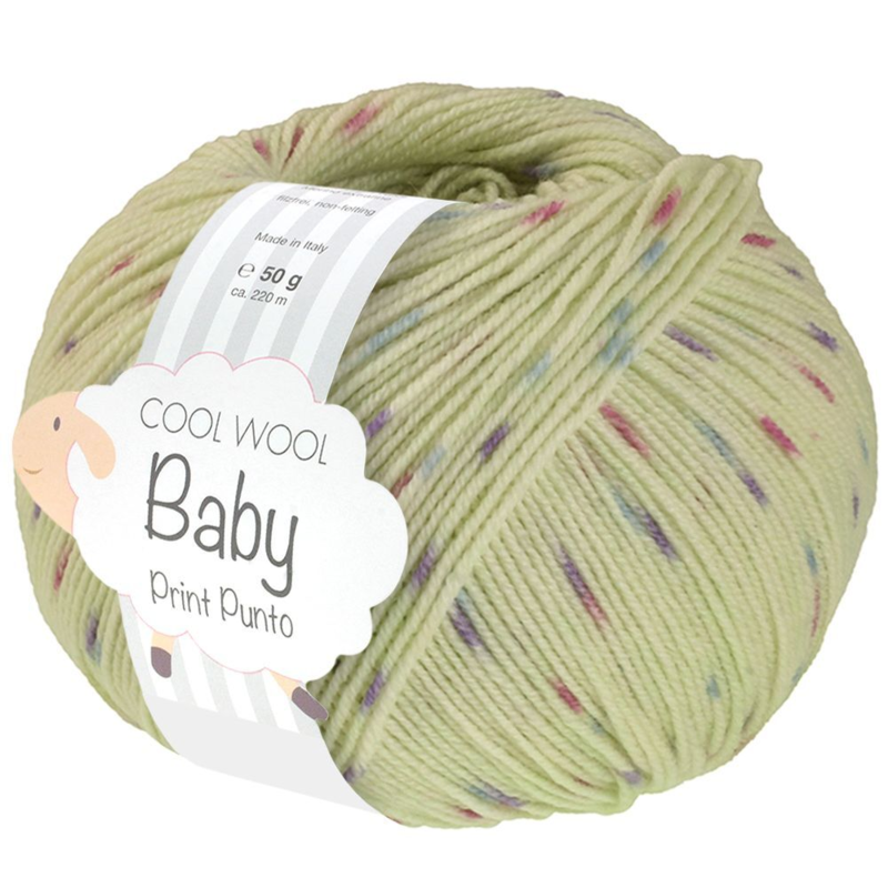 Lana Grossa Cool Wool Baby 372 Verde bianco/Azzurro/Orchidea/Viola