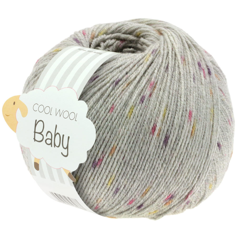 Lana Grossa Cool Wool Baby 357 Grigio chiaro/Bacca/Mora/Giallo