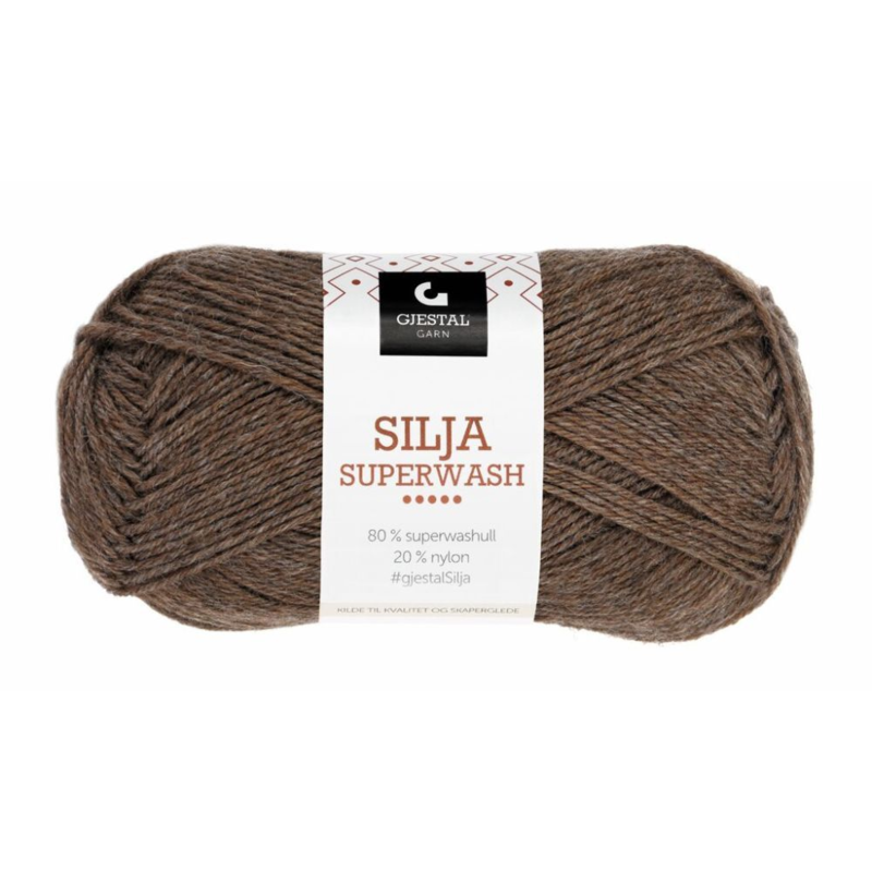 Gjestal Silja Superwash 387 Marrone scuro melange