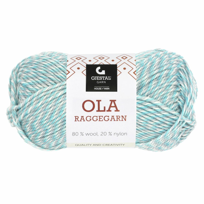Gjestal Ola Raggegarn 715 Bianco/blu caraibico/blu polvere fresato