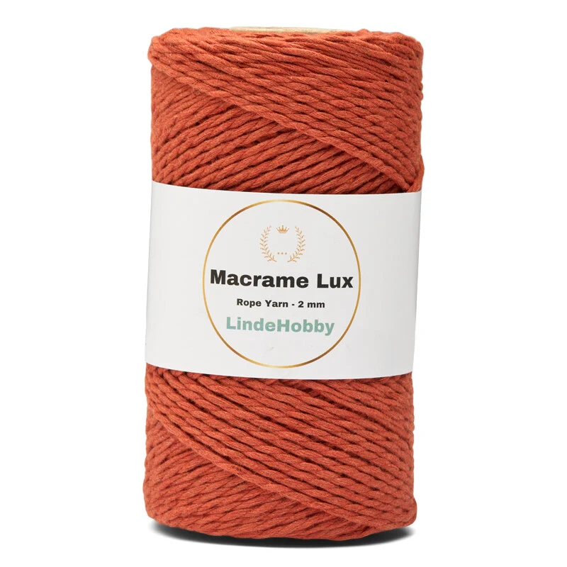 LindeHobby Macrame Lux, Rope Yarn, 2 mm 09 Arancione bruciato