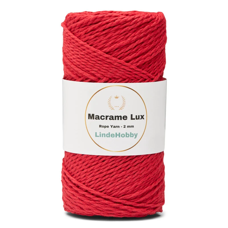 LindeHobby Macrame Lux, Rope Yarn, 2 mm 10 Rosso