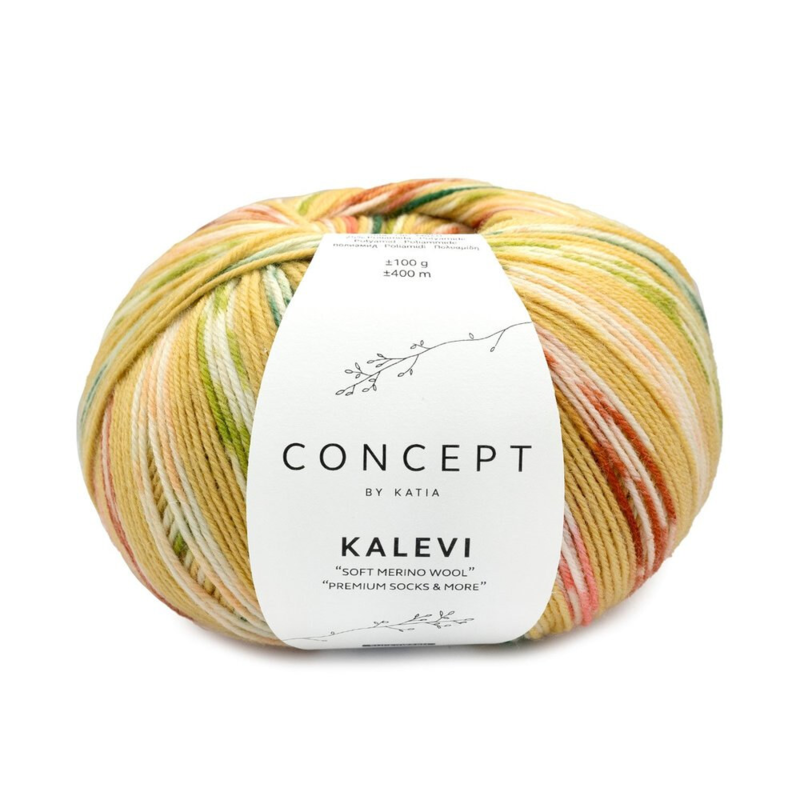 Katia Concept Kalevi Socks 205 Giallo ocra-Verde-Rosa-Arancione medio