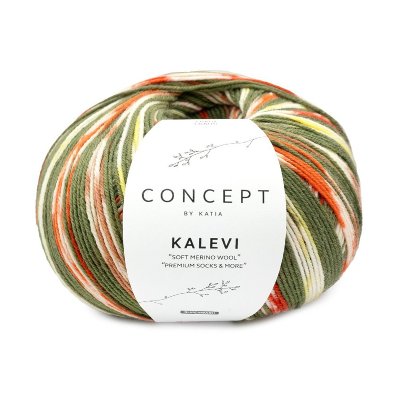 Katia Concept Kalevi Socks 203 Kaki-Arancione-Giallo