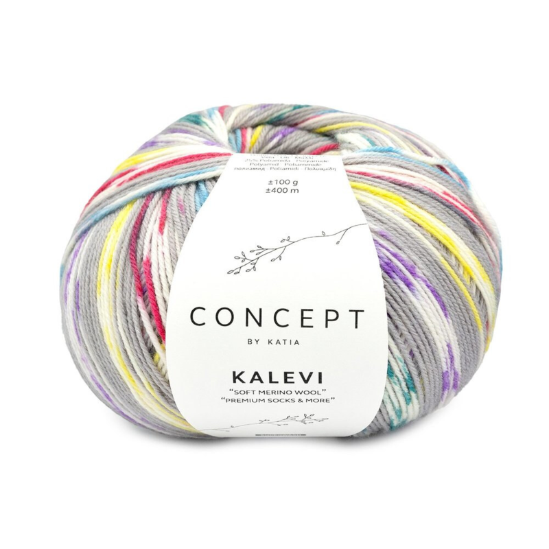 Katia Concept Kalevi Socks 200 Grigio-Lilla-Fucsia-Giallo