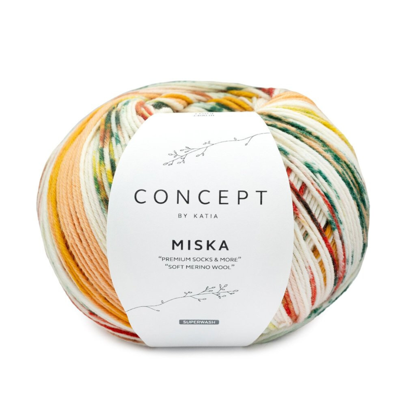 Katia Concept Miska Socks 101 Giallo Ocra-Pistacchio-Arancione