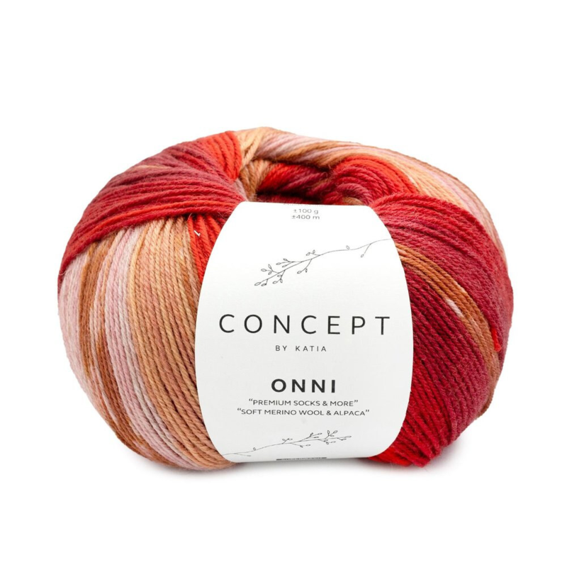 Katia Concept Onni Socks 404 Rosso-Cammello-Giallo