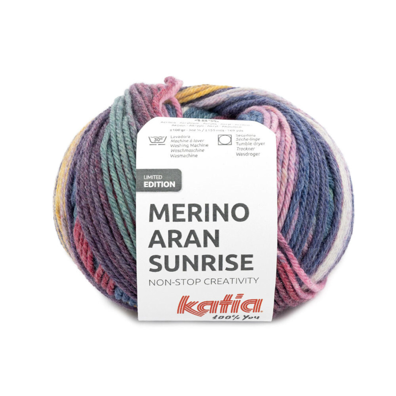 Katia Merino Aran Sunrise 306 Fucsia-Blu-Giallo Ocra