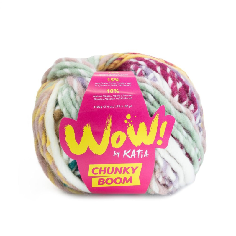 Katia Wow Chunky Boom 300 Petrolio-Perla mora-Rosa