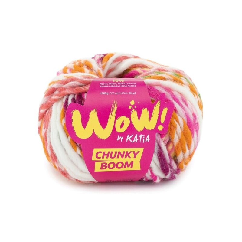 Katia Wow Chunky Boom 308 Verde luminoso-giallo fluor-rosa fluor-arancione luminoso