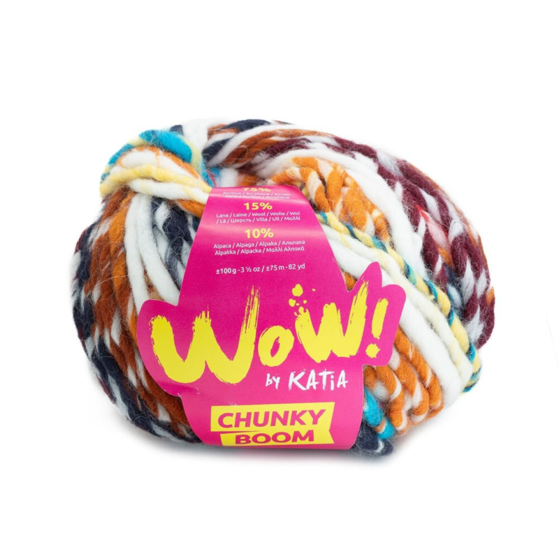 Katia Wow Chunky Boom 301 Caramello-Marrone-Blu-Rosso