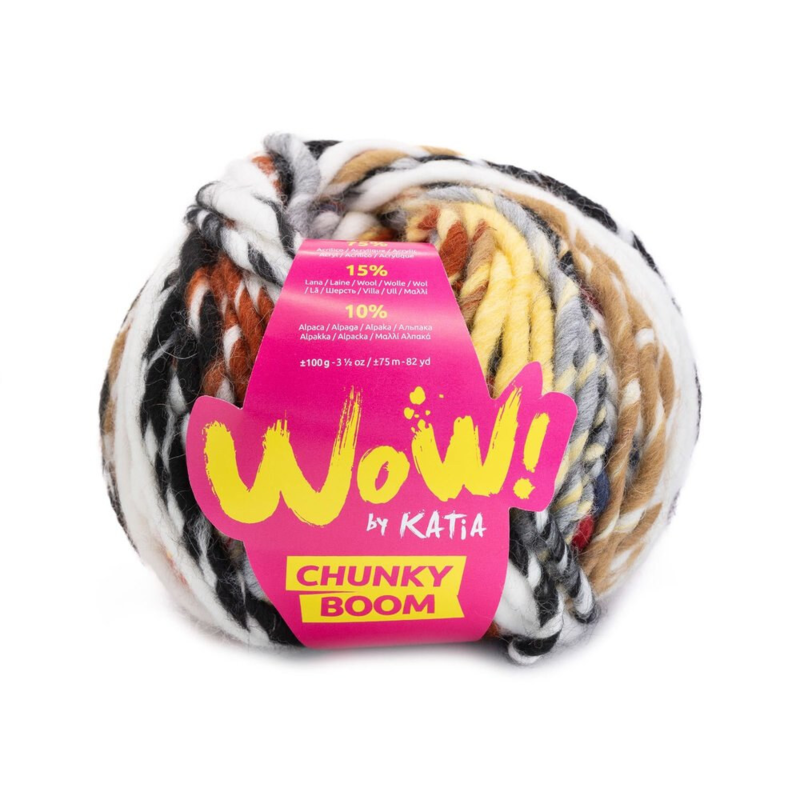 Katia Wow Chunky Boom 303 Marrone-Rosso-Nero