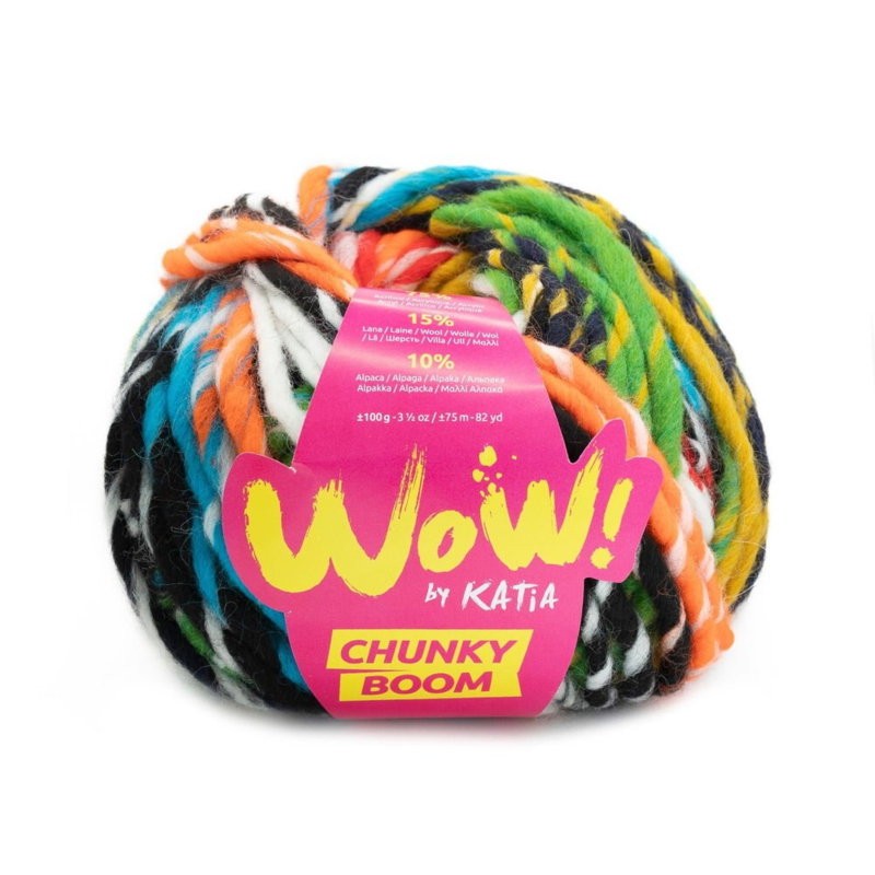 Katia Wow Chunky Boom 305 Blu-Verde-Arancione segnale-Nero