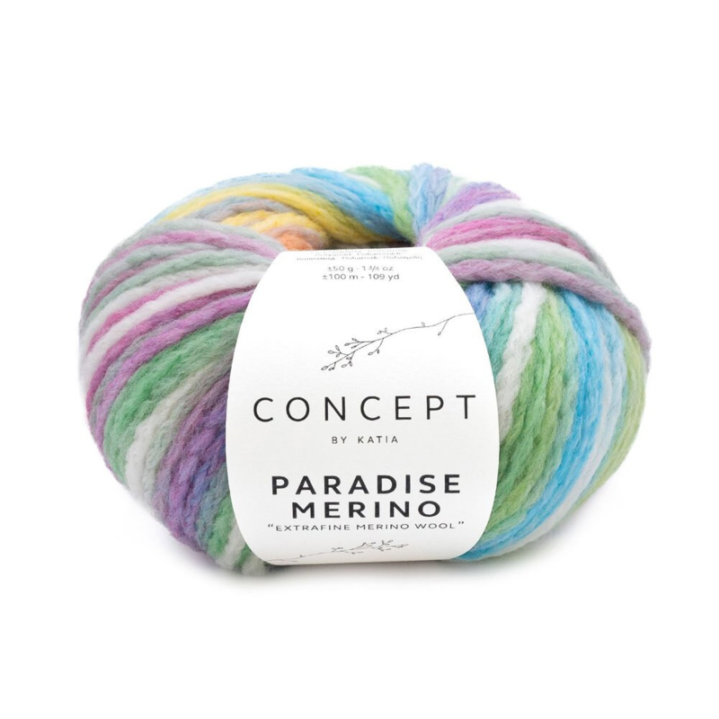 Katia Concept Paradise Merino 500 Ecru-Verde-Blu-Giallo