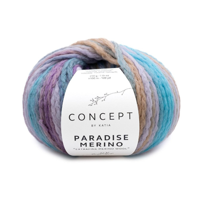 Katia Concept Paradise Merino 503 Viola-Mora perlata-Blu-Beige