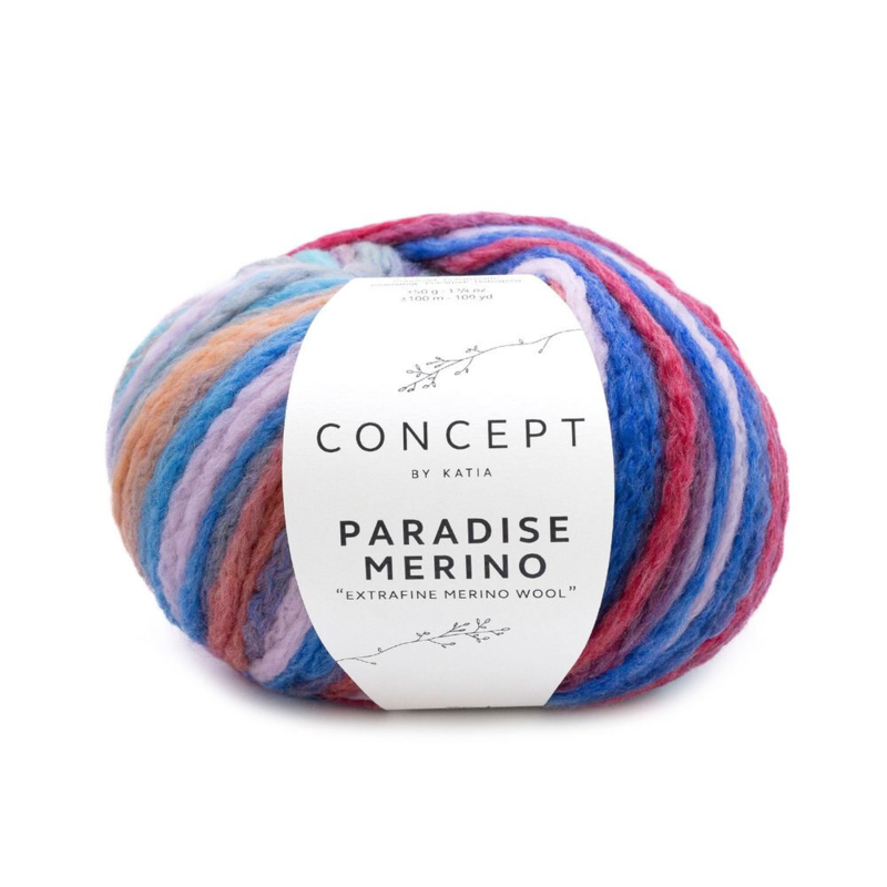 Katia Concept Paradise Merino 501 Marrone castagna-Blu-Arancione-Viola