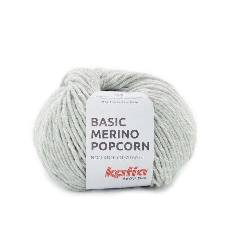 Katia Basic Merino Popcorn 104 Grigio chiaro-bianco