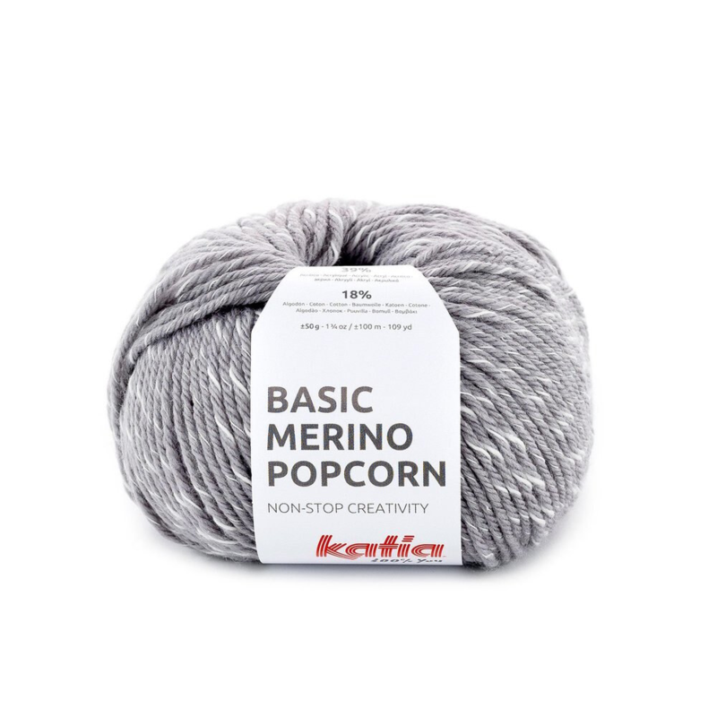 Katia Basic Merino Popcorn 103 Grigio scuro-bianco