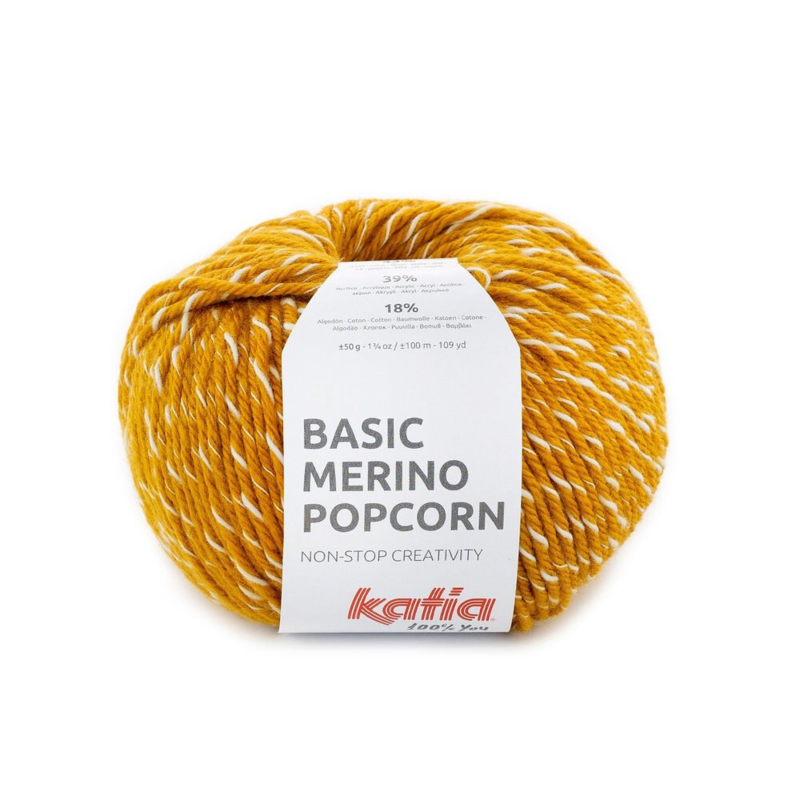 Katia Basic Merino Popcorn 107 Senape-bianco