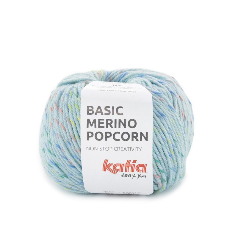 Katia Basic Merino Popcorn 205 Azzurro chiaro-multicolore