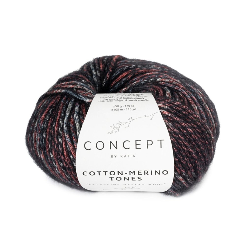 Katia Concept Cotton-Merino Tones 301 Nero-rosso-bordeaux