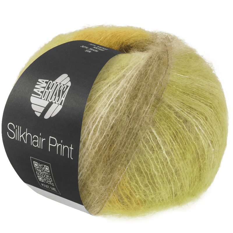 Lana Grossa Silkhair Print 433 Lime/giallo/talpa/beige chiaro