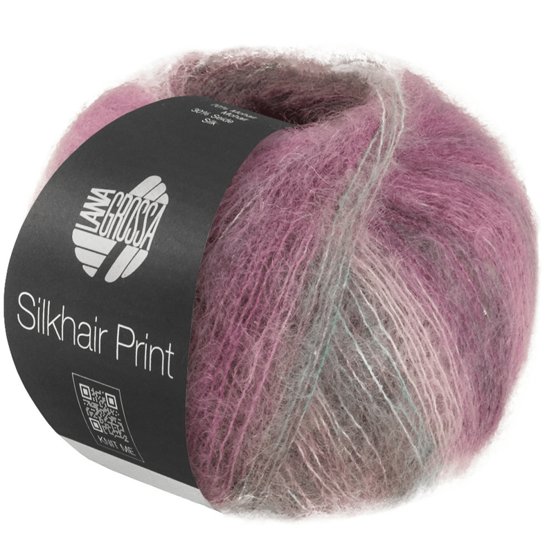Lana Grossa Silkhair Print 436 Talpa/verde menta/beige chiaro/ciclamino/borgogna