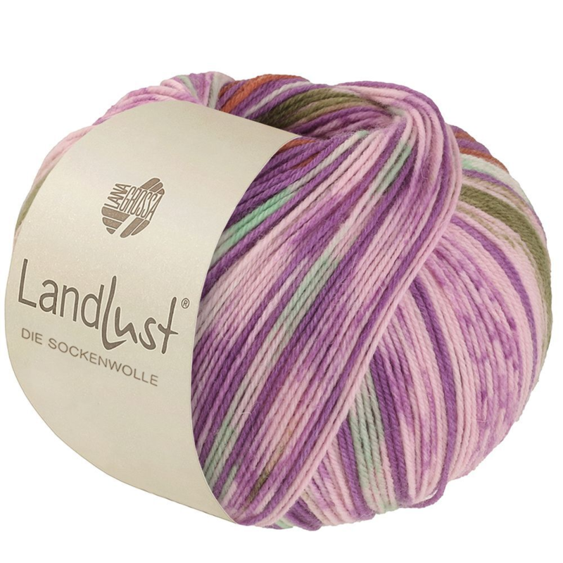 Lana Grossa Landlust Die Sockenwolle 611 Orchidea/Marrone/Verde maggio/Ecru/Rosa/Oliva