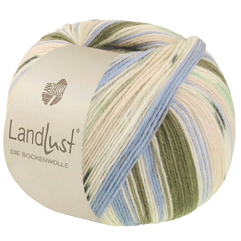 Lana Grossa Landlust Die Sockenwolle 722 Verde bosco/Ecrù/Azzurro cielo/Beige chiaro/Giada