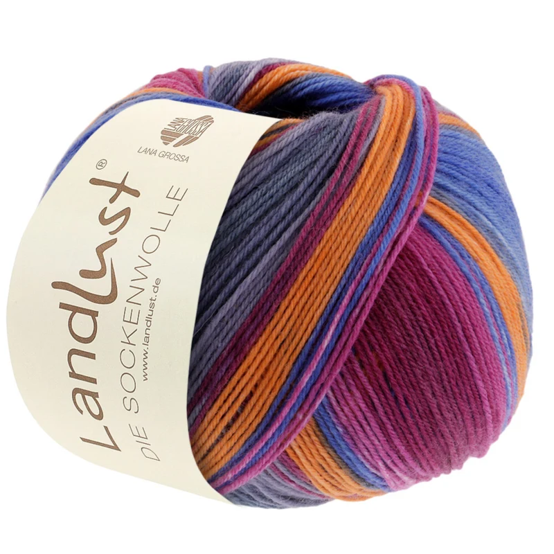 Lana Grossa Landlust Die Sockenwolle 128 Fucsia/Rosso vino/Petrolio/Arancione/Grigio/Verde grigio/Blu grigio