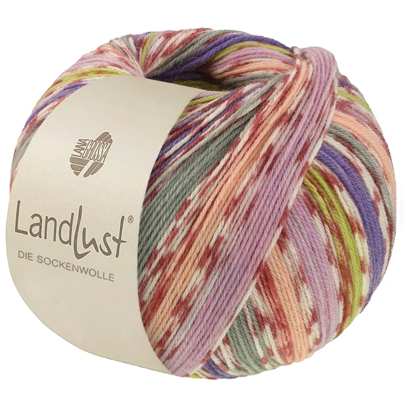 Lana Grossa Landlust Die Sockenwolle 826 Pesca/Viola/Verde primavera/Violetto/Grigio/Crema/Terracotta