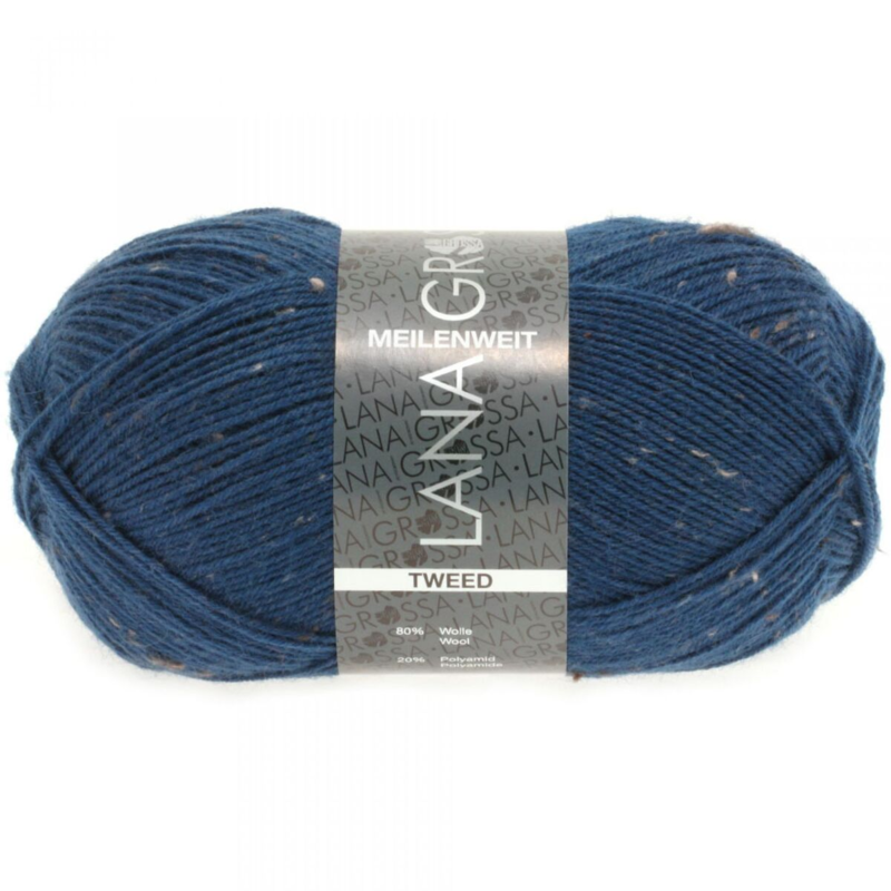 Lana Grossa Meilenweit 100 Tweed 128 Blu petrolio scuro